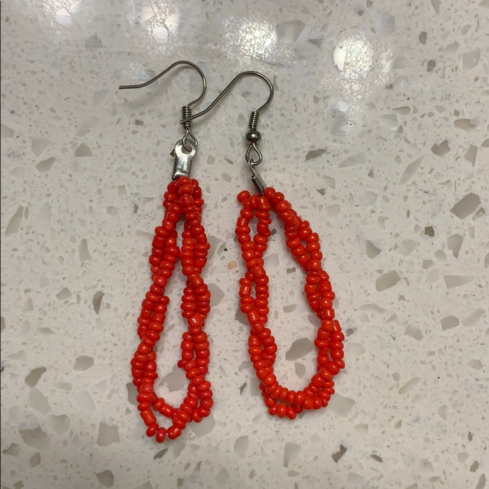 Red beaded earrings